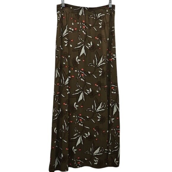 Express Floral Wrap Pull On Maxi Skirt Size Small Olive Green Careerwear Office - Picture 4 of 9